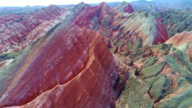 Aerial Yardang Landform Mountain Rock Scenery Qinghai China