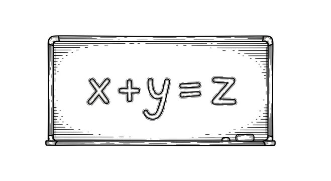 Algebra Equation X+Y=Z Written on a Blackboard