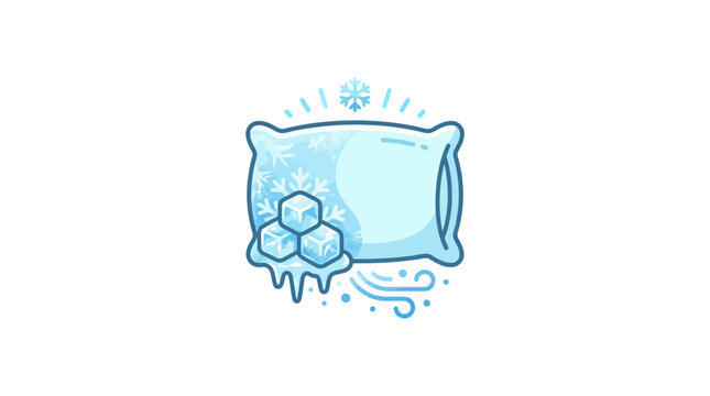 Cooling Pillow with Ice Cubes and Snowflakes Icon