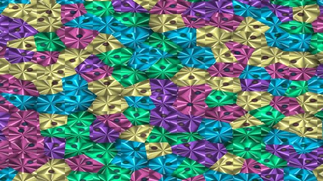 Colorful three dimensional bow pattern tessellation