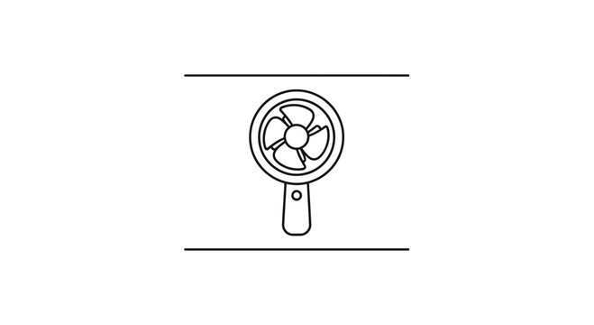 Portable Mini Fan Outline Icon, Handheld Cooling Device, Summer Essential