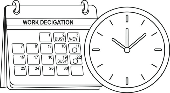 Busy professional planning schedule on calendar with clock