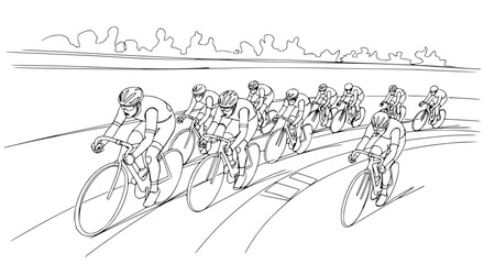Obraz premium Cycling Race Dynamic Line Art Illustration