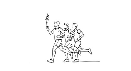 Fototapeta premium Athletes Running Torch Relay
