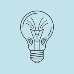 Naklejka premium Minimalist line art of a light bulb on a blue background