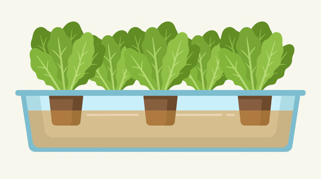 Hydroponic Lettuce Roots Suspended in Nutrient Solution