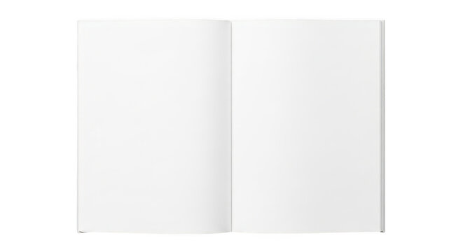 Open blank book with two empty pages isolated on transparent background