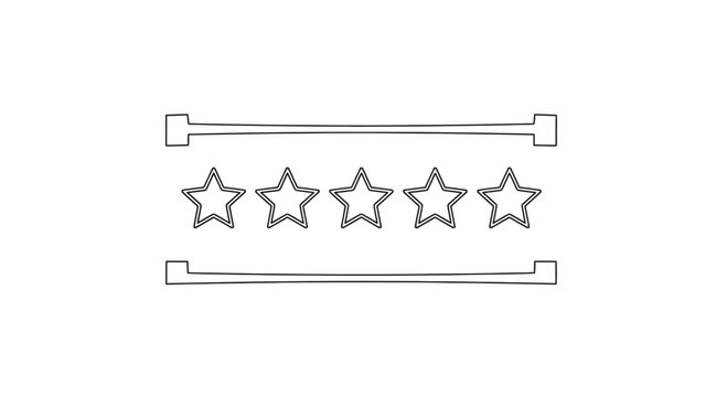 Chicago Flag Inspired Design with Five Stars and Stripes - Minimalist Line Art
