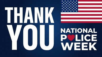 Fototapeta premium National police week thank you message with american flag