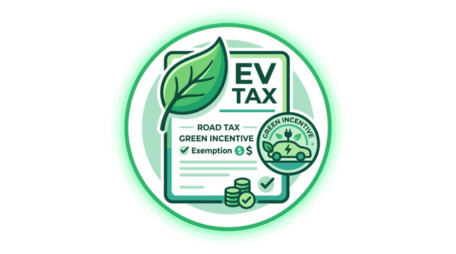 EV Tax Exemption Green Incentive for Electric Cars - Eco-Friendly Transportation Concept