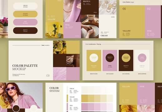 Color Palette Presentation Template For Brand Guidelines, Moodboard Deck, Colour Swatch Lookbook