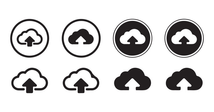 Cloud storage upload icon collection in diverse formats for modern web and mobile app development ui.