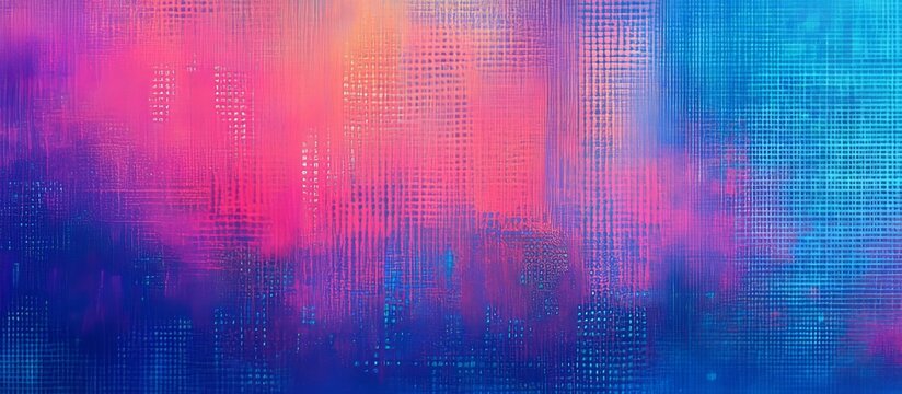Vibrant Blue and Pink Digital Background with Abstract Binary Patterns