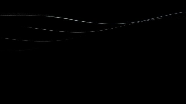 Glowing white energy trails undulating in dark space. 4K Video