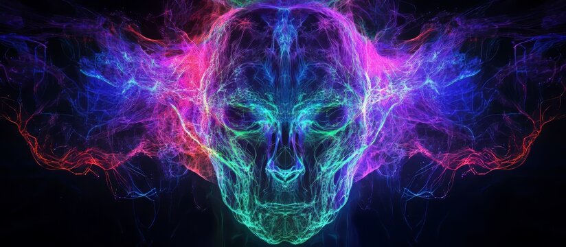 Intricate Glowing Lines Representing Ethereal Faces and Forms