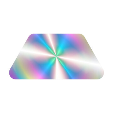 Holographic iridescent trapezoid shape isolated on white