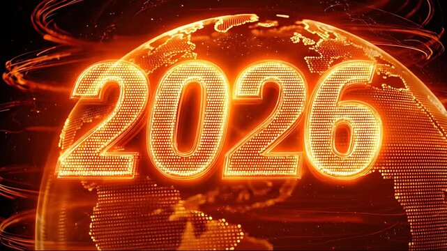 Glowing 2026 Earth Background Animation.