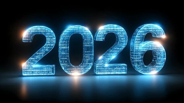 Glowing blue 2026 New Year.