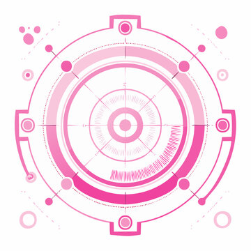Pink Futuristic HUD Element with Target Reticle