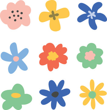 flower doodle random shape vibrant contrast color