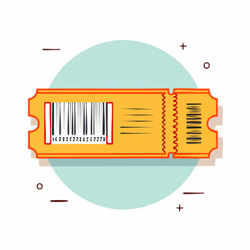 Yellow Ticket with Barcode and Perforated Edge