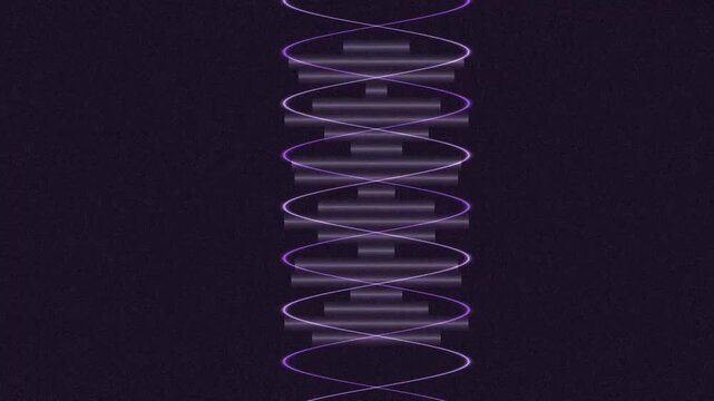 Purple glowing helix rotating vertically against a dark background