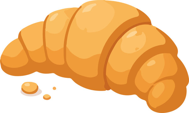 Croissant vector illustration fresh bakery pastry isolated on transparent background for cafe and breakfast design