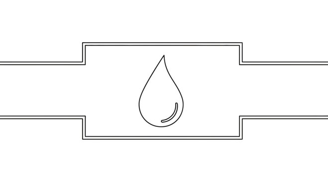 Water Drop Icon on White Background with Horizontal Lines