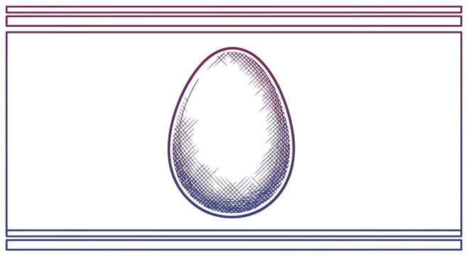 Hand-drawn sketch of a single egg in a frame with gradient border