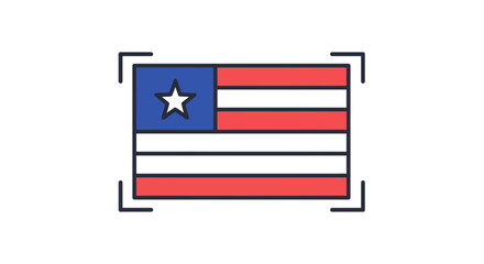 Naklejka premium USA Flag Icon with Scan Lines, American Symbol, Digital Recognition
