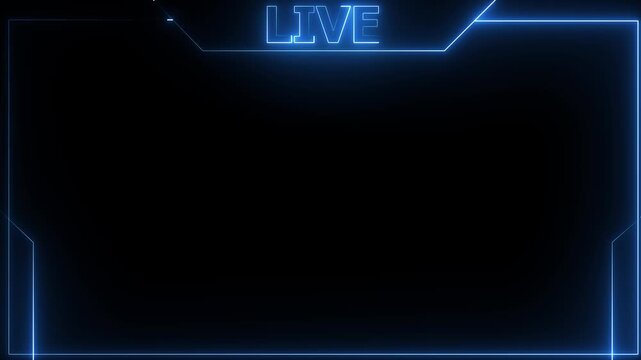 live streaming neon text frame animation box frame neon frame live streaming game live Stream overlay animation for live streaming video Titles futuristic hud frame with facecam.