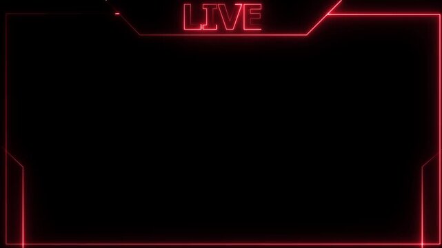 live streaming neon text frame animation box frame neon frame live streaming game live Stream overlay animation for live streaming video Titles futuristic hud frame with facecam.