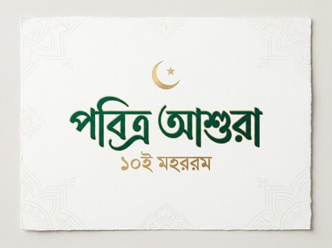 Islamic holiday Ashura celebration in Bengali language  religious text  white background