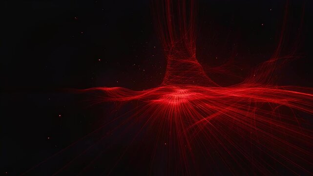 Abstract red glowing lines forming a network in dark space