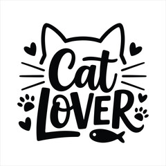 Cat lover text with heart and cat face icon © mohammad