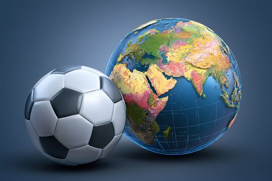 soccer ball on earth globe