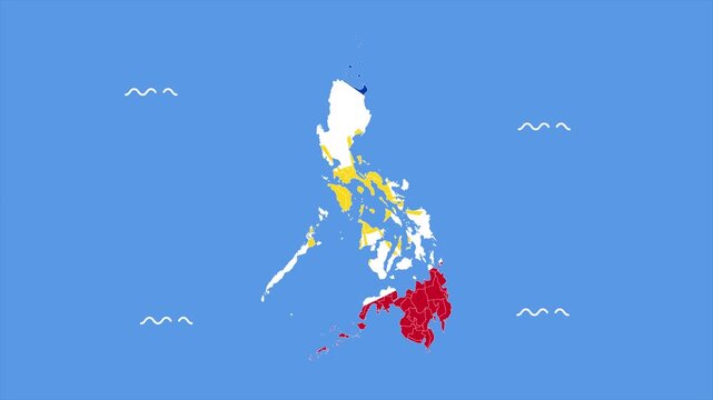map of the Philippines waving like a flag. Map of Southeast Asian countries concept. Full length Icon animation illustration. High quality&nbsp;4k&nbsp;footage