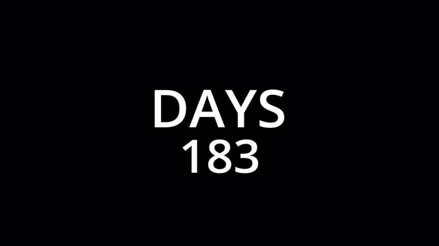 Animated 365 day numbers counter animation on transparent background, 0 to 365 fast count up for yearly challenges.
