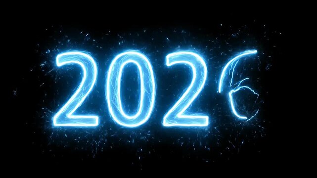 Neon 2026 Year Number Animation.