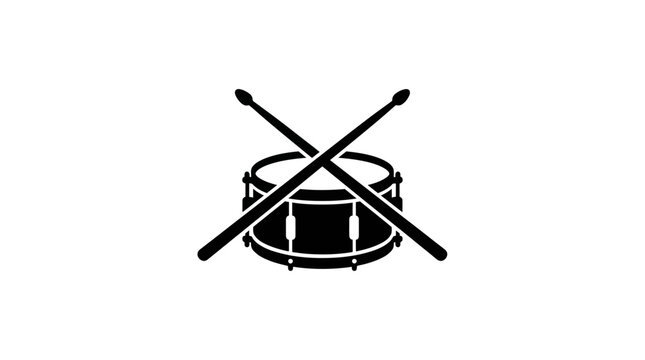Drum with Drumsticks Crossed Over Top View.