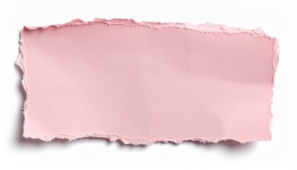 Fototapeta premium Pink torn paper with soft edge texture, isolated on white background, blank copy space for design projects