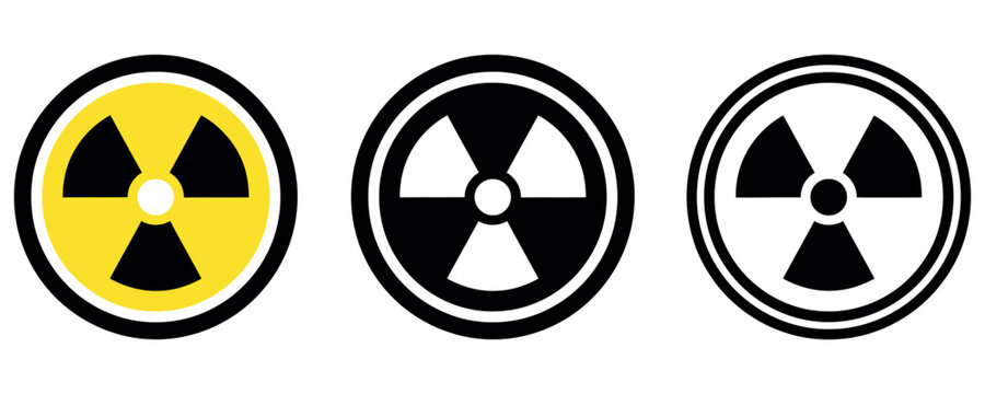 Nuclear radiation warning radioactive danger hazard and atomic energy sign set