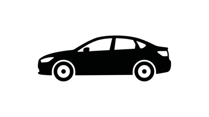 Fototapeta premium Silhouette of a Modern Sedan Car on White Background.