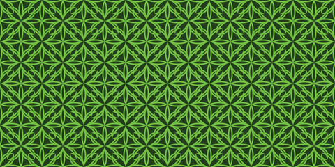 Green seamless geometric floral pattern vector. Elegant abstract line ornament. Ideal for fabric print, apparel, bandana, wallpaper, packaging, and backdrop design. © Hz Studio TH