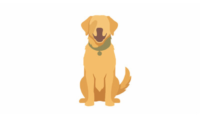 Fototapeta premium Cute Labrador Retriever Dog Sitting Calmly Vector Pet Character Illustration