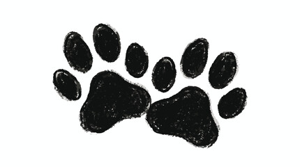 Graphic representation of two overlapping black paw prints with a sketched texture isolated on a transparent background © Shawon