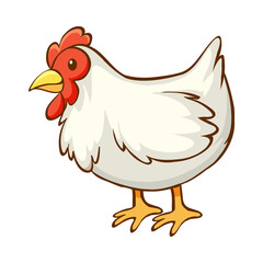 chicken, rooster, cartoon, hen, bird, farm, animal, vector, illustration, poultry, cockerel, beak, isolated, animals, feather, fowl, nature, agriculture, chickens, birds, drawing, art, clipart, silhou © Roxin