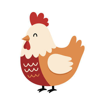 chicken, rooster, cartoon, hen, bird, farm, animal, vector, illustration, poultry, cockerel, beak, isolated, animals, feather, fowl, nature, agriculture, chickens, birds, drawing, art, clipart, silhou