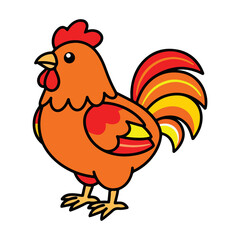 chicken, rooster, cartoon, hen, bird, farm, animal, vector, illustration, poultry, cockerel, beak, isolated, animals, feather, fowl, nature, agriculture, chickens, birds, drawing, art, clipart, silhou © Roxin