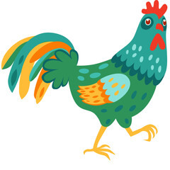 chicken, rooster, cartoon, hen, bird, farm, animal, vector, illustration, poultry, cockerel, beak, isolated, animals, feather, fowl, nature, agriculture, chickens, birds, drawing, art, clipart, silhou © Roxin